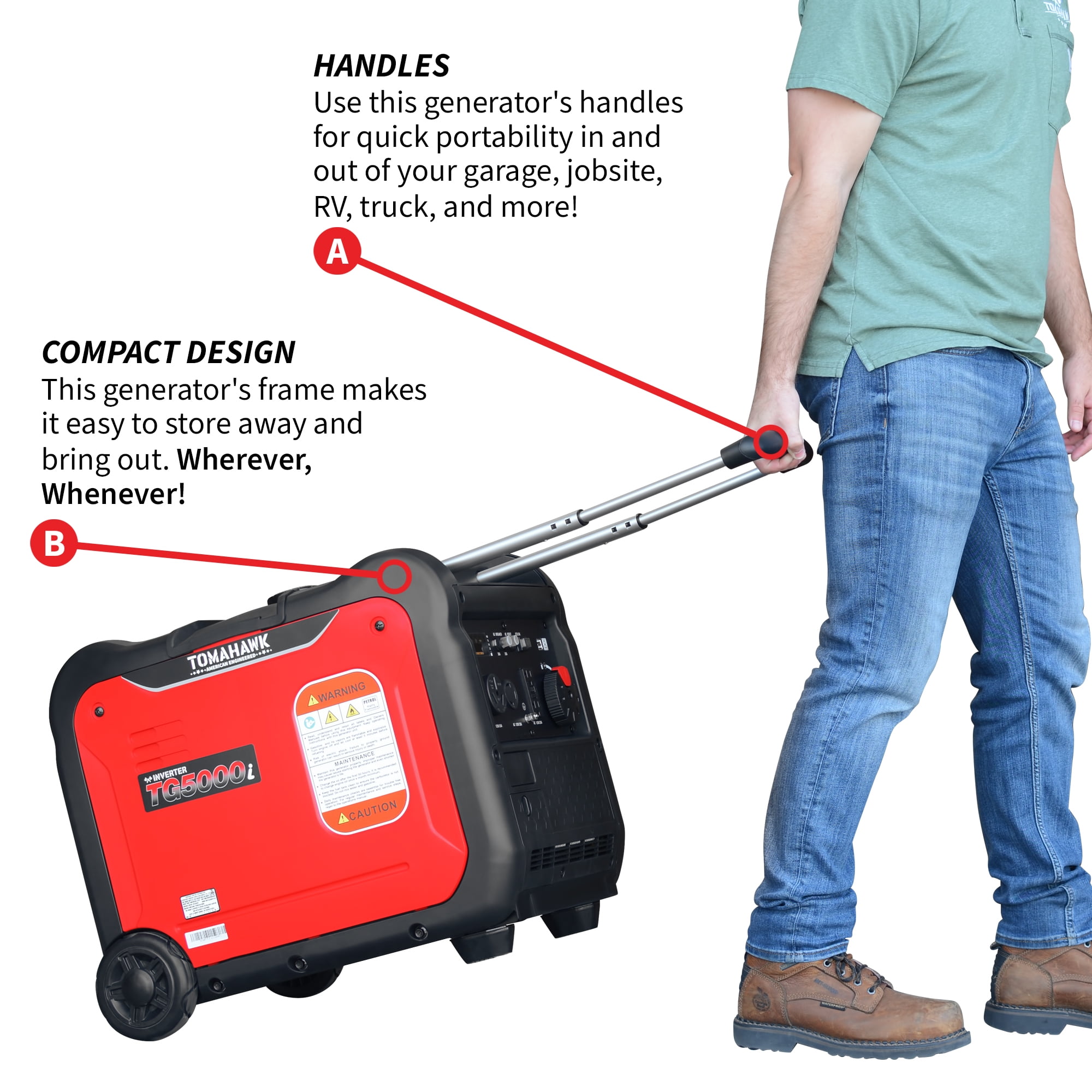 5500 Watt Inverter Generator Super Quiet Portable Gas Power Residential Home Use