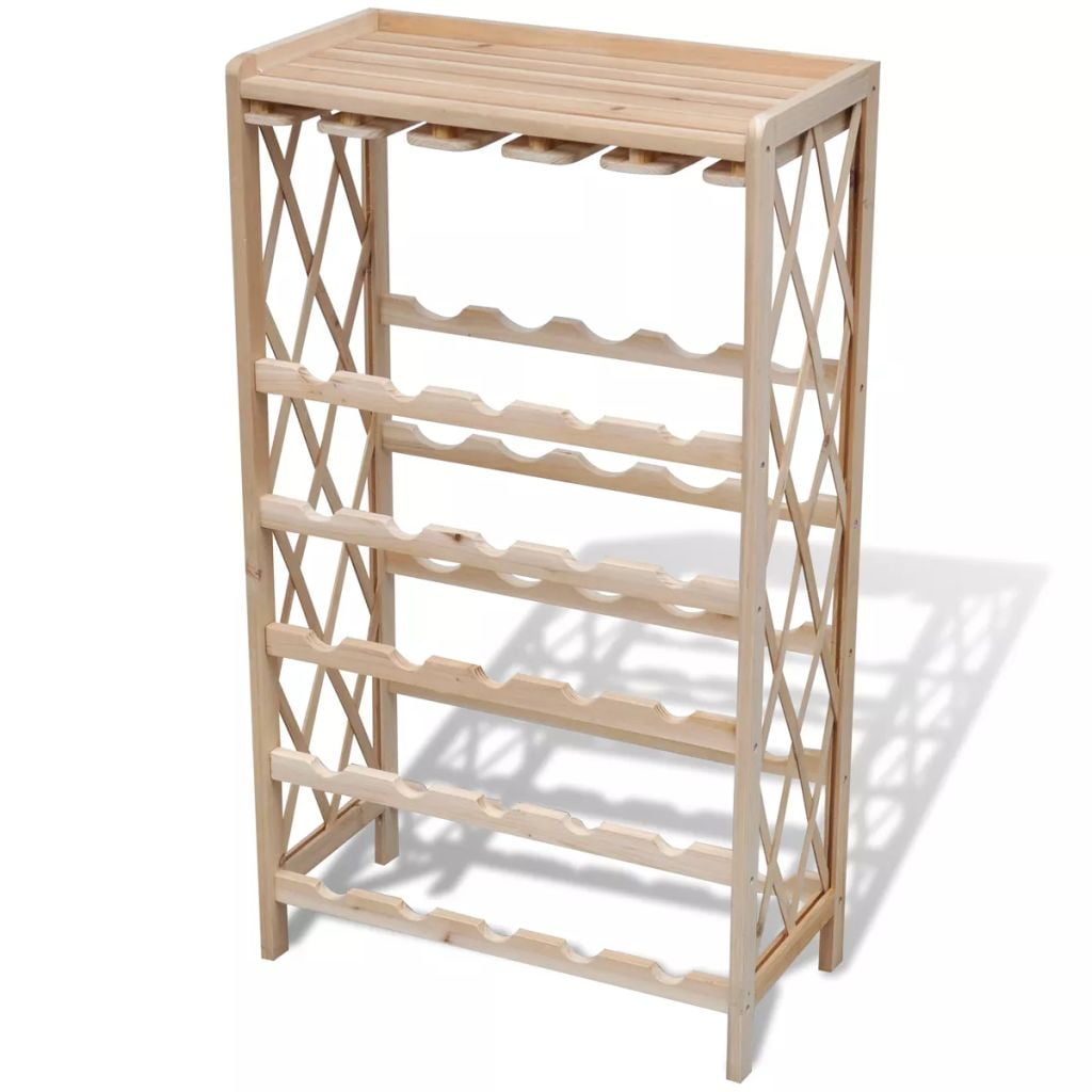 Kepooman Modern Standing Wine Storage Holder Organizer for 25 Bottles, Brown Kepooman Modern Standing Wine Storage Holder Organizer for 25 Bottles, Brown