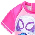 thumbnail image 4 of Marvel Spider-Gwen UPF 50+ Rash Guard Shirt and Bikini Bottom Two Piece Swimsuit Set (Girls), Sizes 2T-7, 4 of 7