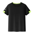thumbnail image 3 of Yanarno Boys Short Sleeve Sun Protection Swim Shirts Rash Guard Swimwear Quick Dry Lightweight Black 130, 3 of 4