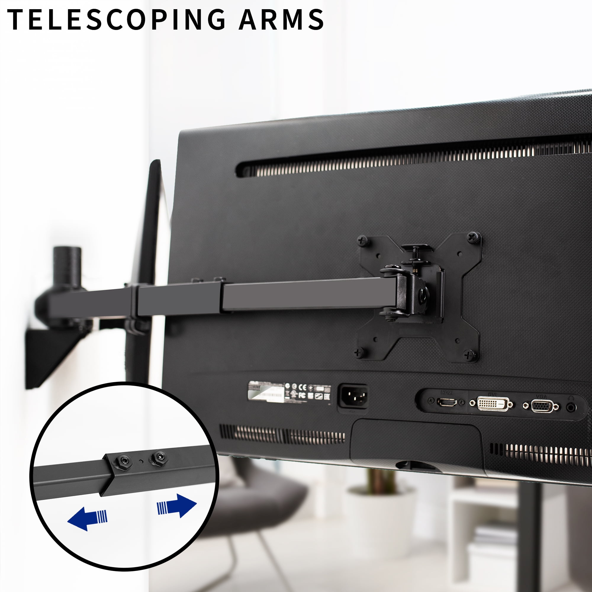 VIVO Steel Telescoping Flush Wall Mount for Dual 21" to 32" Monitors