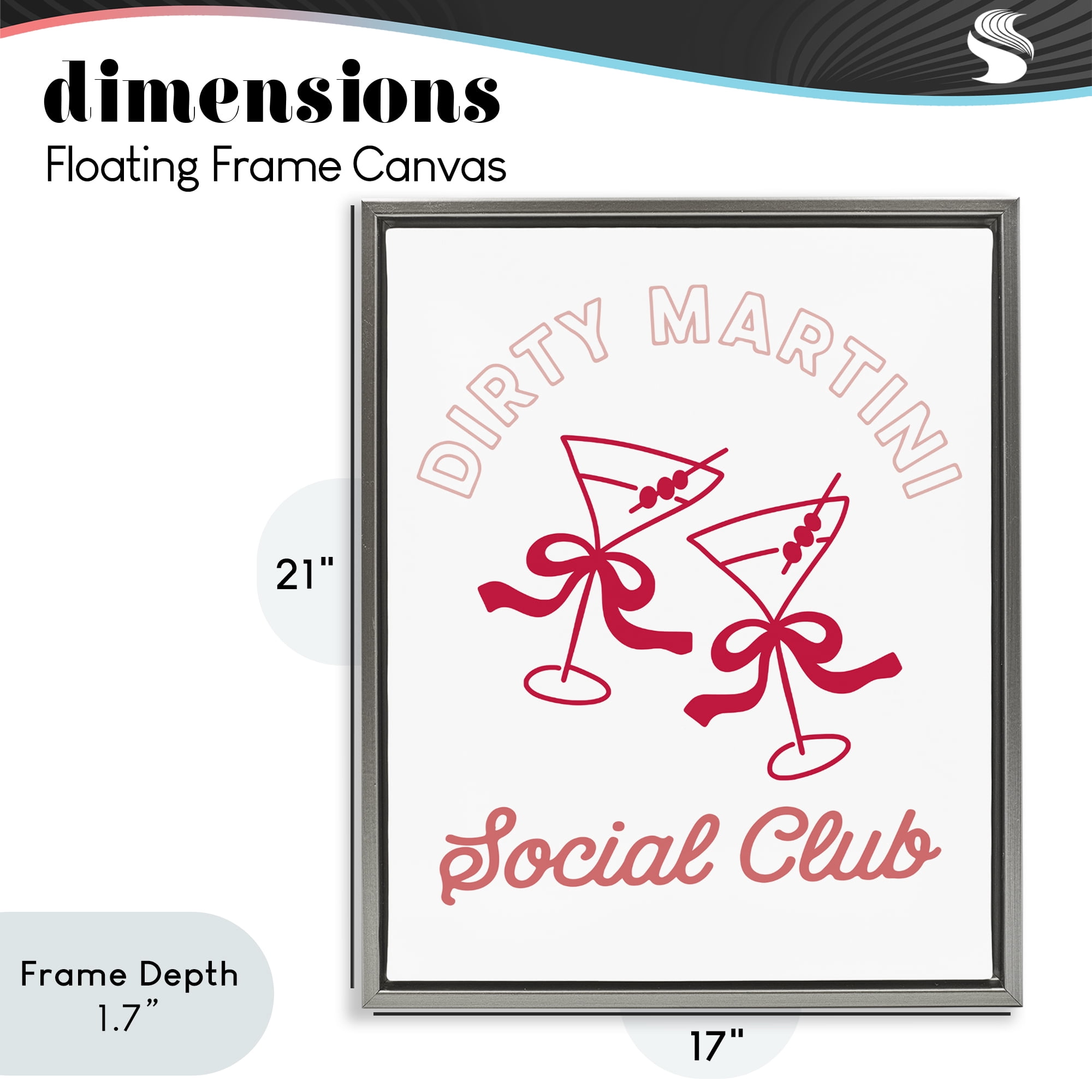 Stupell Industries Pink Martini Social Club Gray Framed Floater Canvas Wall Art, design by Lettered and Lined