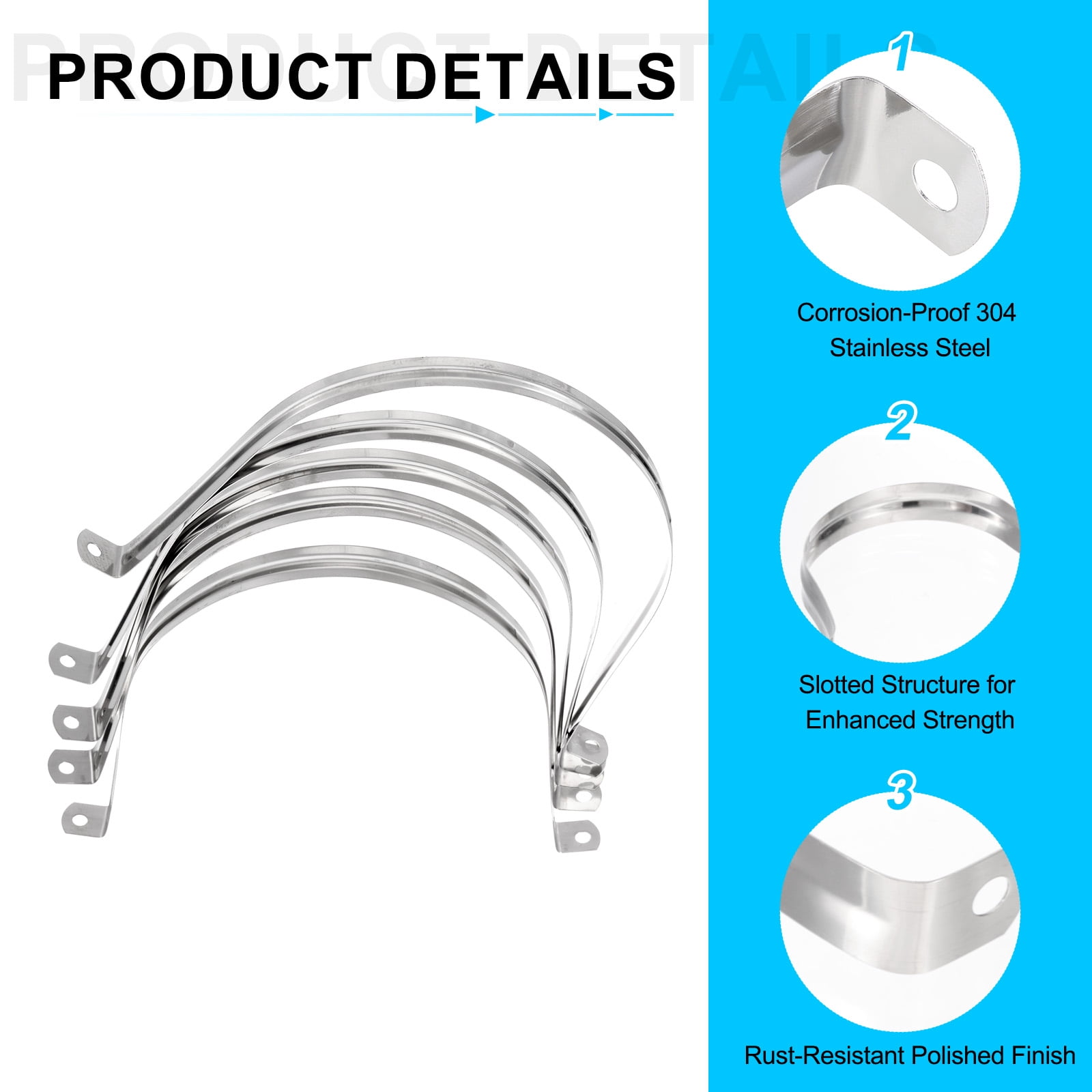 Uxcell 15pcs 5 7/8-Inch 150mm Conduit Clamps M150 U Tube Pipe Clamp Stainless Steel Rigid Pipe Strap Bracket