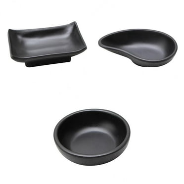 3Pieces Melamine Black Japanese Dipping Doufu Bowl Snacks Dish Tray Dining