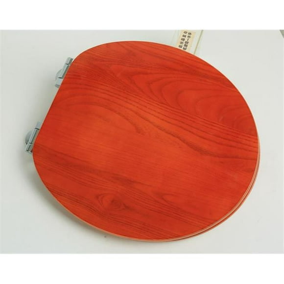 Plumbing Technologies 5F1R3-15CH Contemporary Design Full Cover Solid Oak Wood Round Front Toilet Seat- Red Cherry
