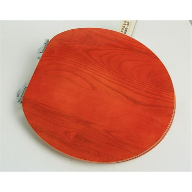 Contemporary Design Full Cover Solid Oak Wood Round Front Toilet Seat, Red Cherry