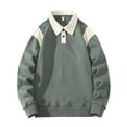 thumbnail image 2 of Winter Mens Sweatshirt Green Long Sleeved Zipper Solid Color Without Plus Size 4XL, 2 of 6