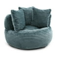 thumbnail image 5 of Aukfa 45" Oversized Round Bean Bag Chair, Deep Seat Lounger with 3 Pillows, No Assembly Sofa, Turquoise, 5 of 8