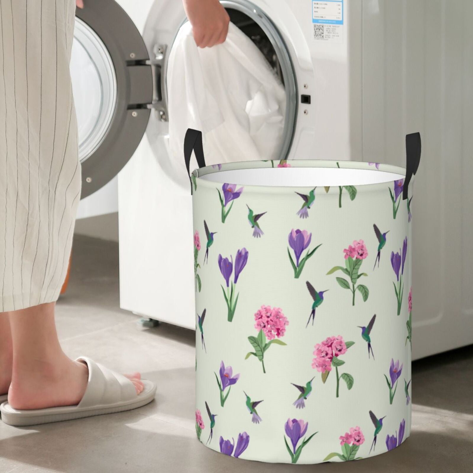 Large Laundry Basket with Handles - Hummingbird No.9090 Kids Baby Dirty Clothes Laundry Hamper for Bedroom Aesthetic