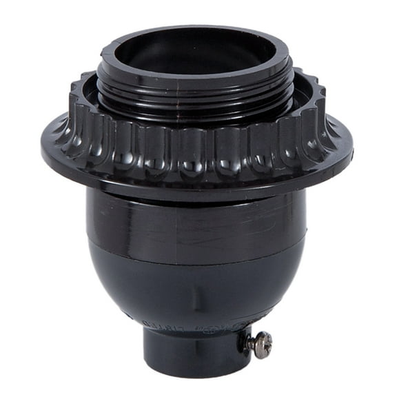 B&P Lamp® Short Keyless Phenolic Socket, Med. Base, has threaded shell with ring