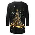 thumbnail image 5 of Luxalzxs Christmas T Shirts for Women 3/4 Sleeve Round Neck Trendy Sparkly Xmas Tree Pullover Tops Holiday Party Costumes Cute Tees, 5 of 5
