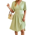 thumbnail image 2 of Women'S Dress 2025 Summer Deep V Neck Elegant Ruffle Mini Dress Waist Dresses Bean Green XL, 2 of 9