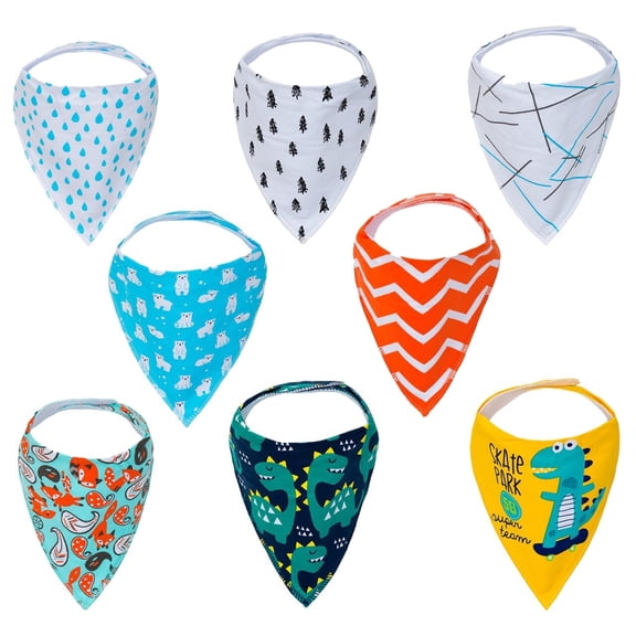 Kawaii Baby Bandana Bib Scarfs | 8 Pack Copacabana Print | Unisex for Drooling & Feeding