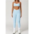 thumbnail image 2 of PISONIC Womens Workout Set Two Piece Spaghetti Straps Cross Back Sports Bra Matching High Waist Leggings Gym Work Out Outfits, 2 of 11