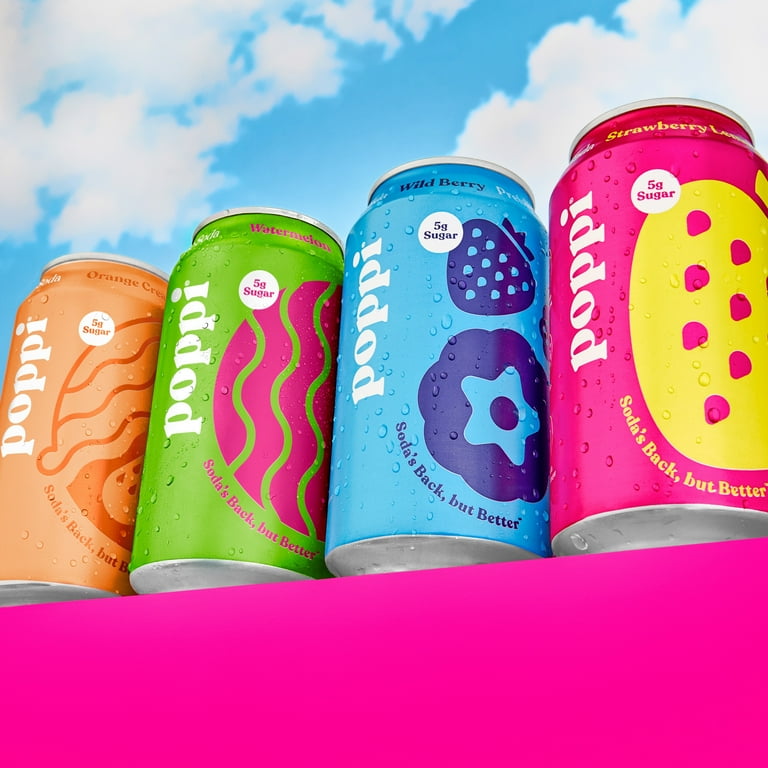 poppi Juicy Refresh Prebiotic Soda Variety Pack, 12 fl oz, 8 Pack