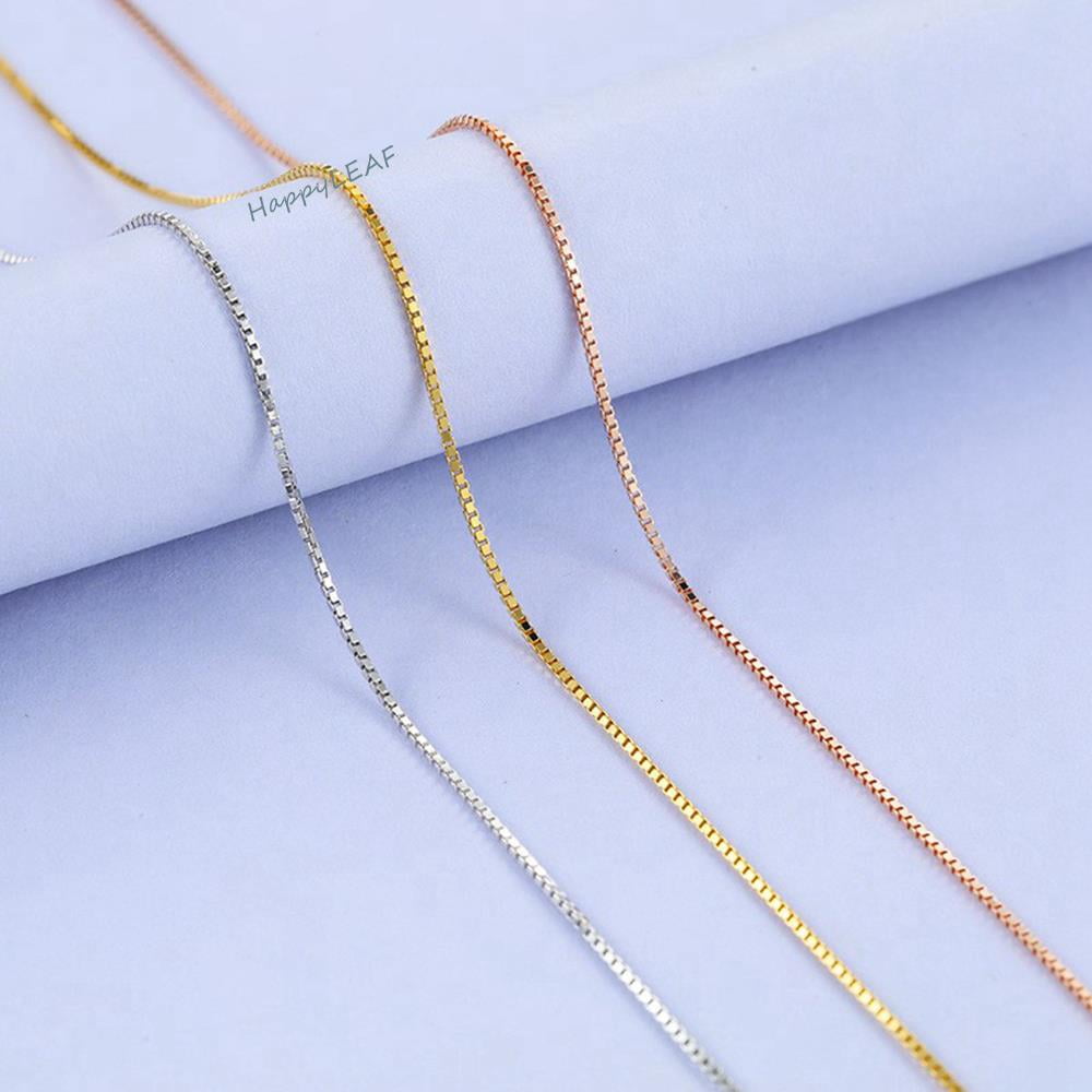 S925 Box Chain Necklace Premium Sterling Silver 18K Yellow White Rose Gold Vermeil