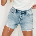 thumbnail image 4 of IROINNID Women's Versatile Casual Frayed Hem Stretchy Denim Shorts With Pocket, 4 of 9
