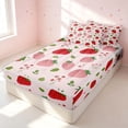 thumbnail image 3 of Erosebridal Cute Strawberry Zipper Queen Comforter Set with Fitted Sheet and 2 Pillowcases, Kawaii Fruit Zipper Bedding Set, Pink Reversible, Soft Strawberry, Pink Reversible, 3 of 7