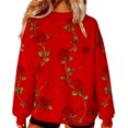 thumbnail image 5 of Womens Valentines Day Oversized Sweatshirt Floral Long Sleeve Graphic Shirts Crewneck Cute Pullover Sweater Tops, M Red, 5 of 7