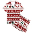 thumbnail image 3 of REDARER Girls Short Sleeve Satin Pajama Set Button Down Sleepwear with Reindeer Snowflake Christmas Fair Isle Print for Holiday Family Lounging,8-9 Years, 3 of 3
