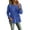 Blue, variant on Womens Fall Tops Casual Loose Long Sleeve Ruffle Cuffs Shirts Fashion Drawstring Crew Neck Peplum Blouses