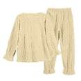 thumbnail image 7 of UAMVSH Womens Fluffy Pajamas Set Fleece Warm Long Sleeve Sleepwear Casual Cute Bow Tie Pajama Top and Pants Set Winter Clothes, 7 of 7