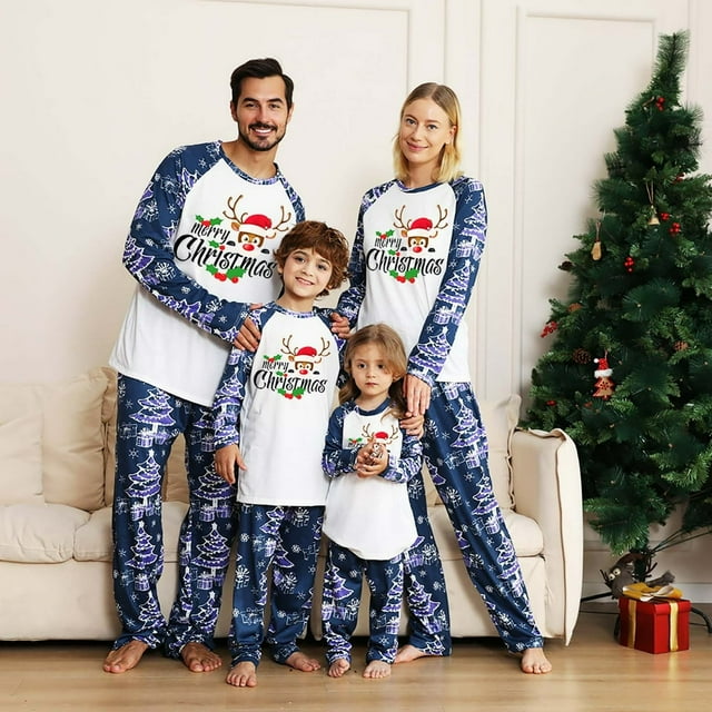 MASRIN Matching Pjs For Family Christmas Pajamas for Family Pjs Matching Set Family Christmas Pajamas Soft Xmas Pajamas Matching Sets Top Pants Christmas Hat Pjs