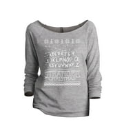 Stranger Christmas (Stranger Things) Women's Fashion Slouchy 3/4 Sleeves Raglan Lightweight Sweatshirt Sport Grey X-Large