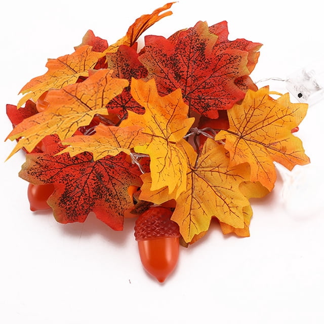 Halloween Decorations Lighted Fall Garland Total 6.6Ft 10 LED, Fall Decorations Halloween Decor Maple Leaves And Acorns String Lights For Indoor Room