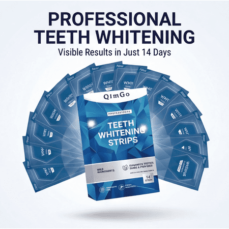 Professional Teeth Whitening Strips for Sensitive Teeth, 14 Treatments, Visible Results in 14 Days, Enamel Safe Whitener for Coffee, Tea, Smoking Stains.