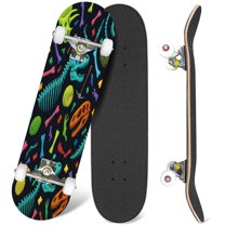 31'' Complete Skateboard 7 Layer Canadian Maple Double Kick Deck Skateboards Paleontology Skate Board for Beginner Adult Gifts