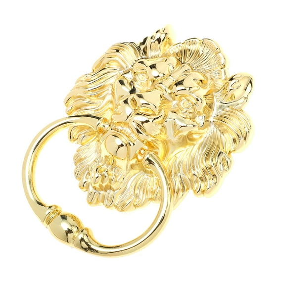 Lion Door Knocker Zinc Alloy Head Knob Black Doorbell Chime Golden