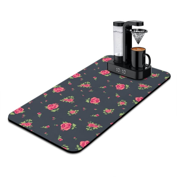Vintage Floral Butterfly Kitchen Mat, Botanical Wildflower Dish Drying Pad, Aesthetic Coffee Bar Accessory, 17x31.5in
