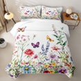 thumbnail image 2 of Homewish Watercolor Wildflower Butterfly Quilt Full For Women,Multicolor Romantic Full Bedspread Sets,3-Piece, 2 of 7