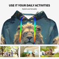 thumbnail image 4 of Wukai Starry Sky Meditating Lion Print Womens Hoodies Fleece Sweatshirts Long Sleeve Sweaters Pullover Fall Outfits Winter Clothes-Large, 4 of 7