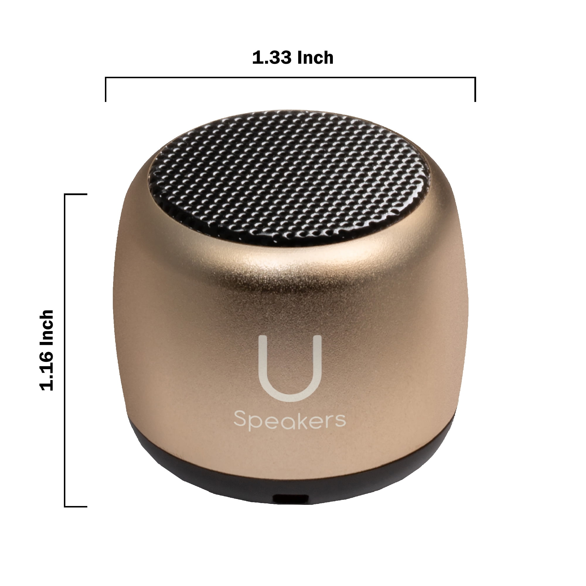 Fashionit U Speakers Micro Bluetooth Computer Speaker 2-Pack Bundle with Matching Speaker, Built-In Mic & Selfie Remote Control, for Workspace, Desktop, Laptop, Mobile, Tablet, PC - Gold