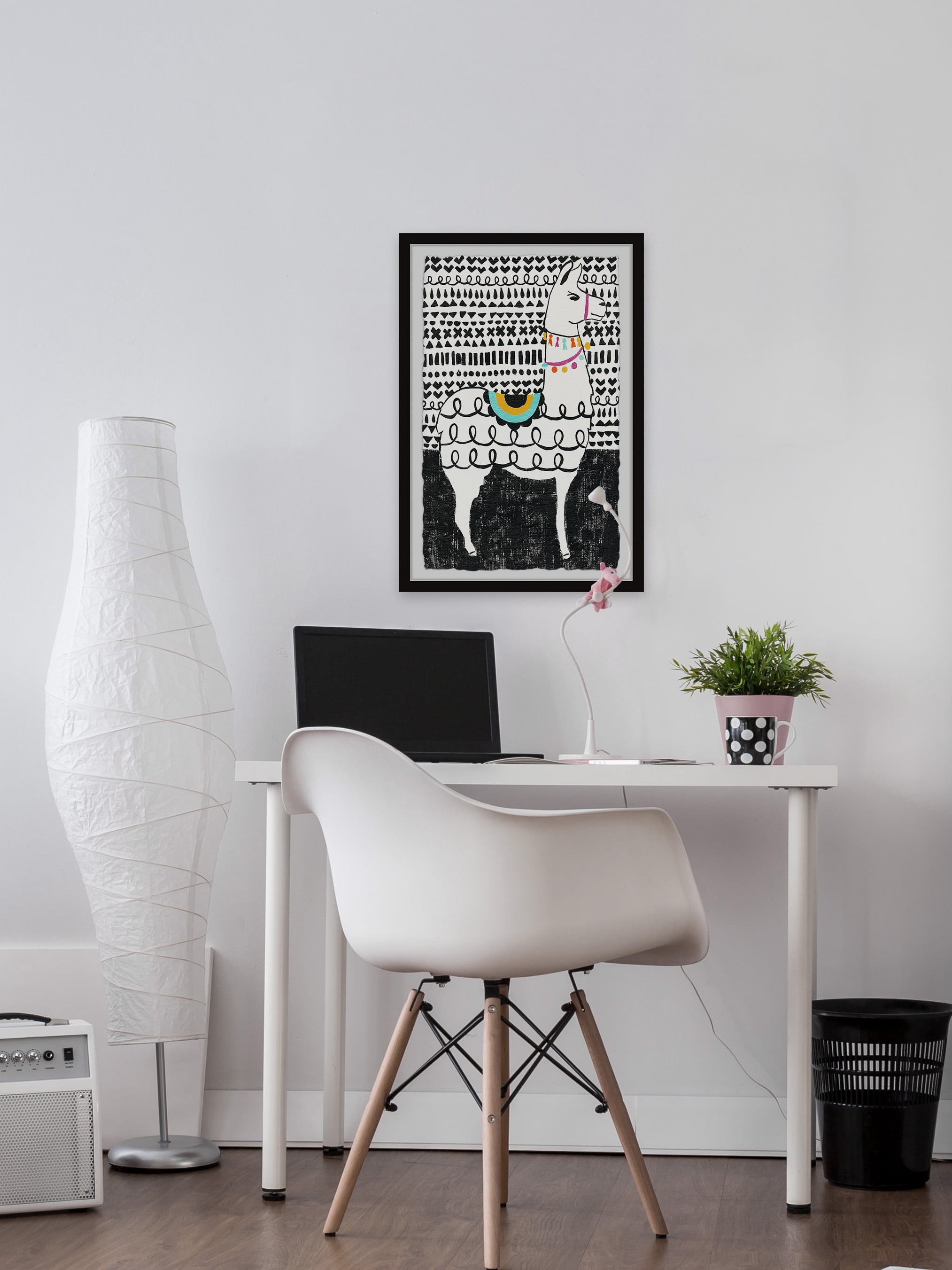 Marmont Hill Llama Loops Framed Wall Art, 8.00" x 1.50"