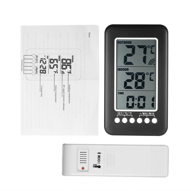 KKmoon LCD Digital Wireless Indoor/Outdoor Thermometer Clock Indoor/Outdoor  Temperature Meter With Transmitter