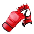 thumbnail image 2 of BOROCO Guantes De Boxeo Sin Dedos, 1 Par De Guantes De MMA para Adultos, Guantes De Palma Abiertos De Medio Dedo para Kickboxing, Muay Thai, Taekwondo, Uso para Hombres Y Mujeres(Rojo), 2 of 5