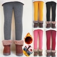 thumbnail image 2 of Children Girls Leggings Kids Warm Thick Fleece Lined Skinny Pants Print Stretchy Warm Leggings, 2 of 3
