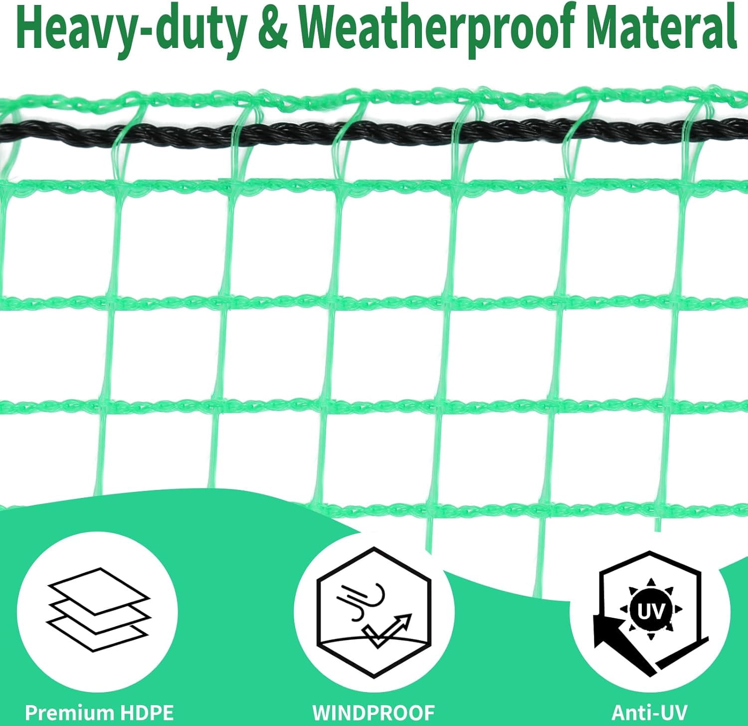 5x100ft Deer Fence Netting, Heavy Duty Plastic Mesh Fence for Deer, Rabbits, Birds & Chickens, Green Garden Netting Animal Barrier for Plants, Fruit Trees, Vegetables & Backyard Gardens