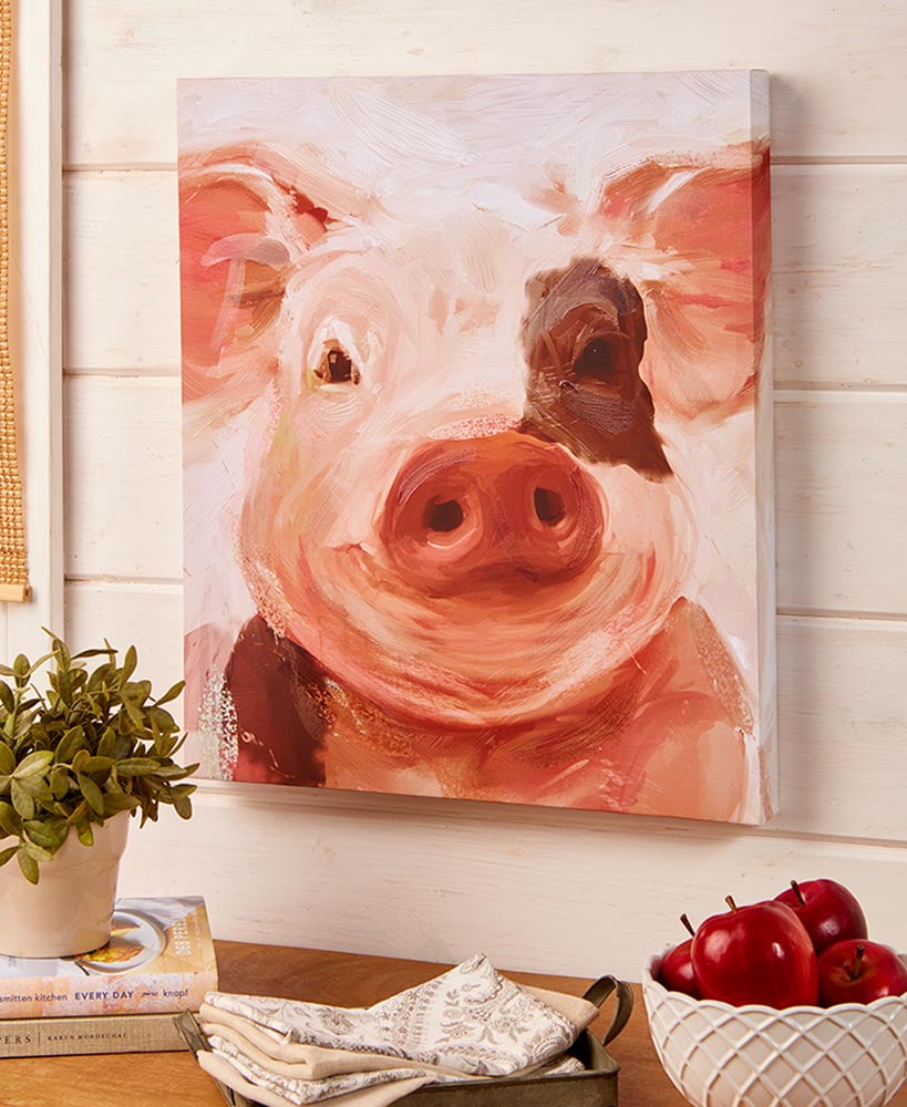 Happy Pig Canvas Wall Art - Walmart.com