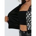 thumbnail image 5 of INSPIRE CHIC Women's  Sequin Stand Collar Long Sleeve Zipper Cropped Bomber Jacket L Silver, 5 of 5