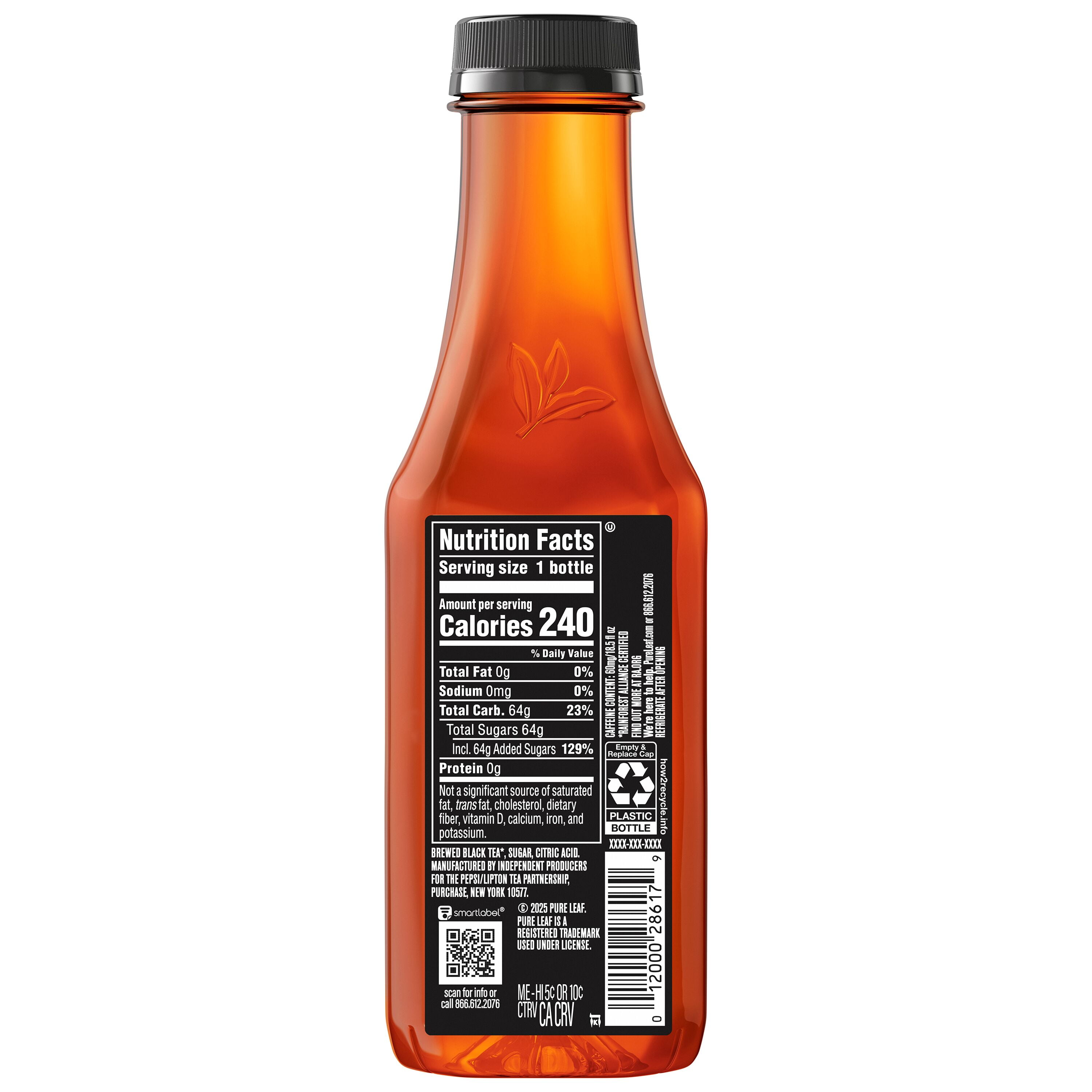 (4 pack) Lipton Pure Leaf Extra Sweet Tea Iced Tea, Bottled Tea Drink, 18.5 fl oz, Bottle
