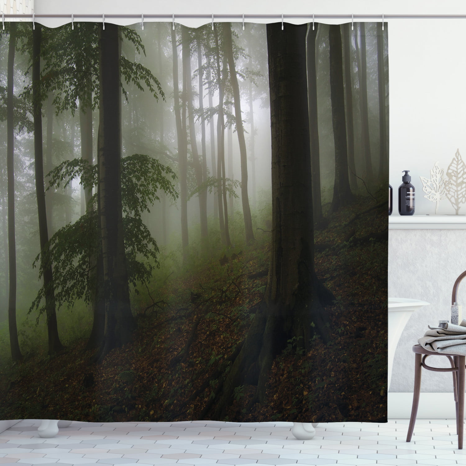 Details about   Masculine Woods Forest Rustic Fabric Shower Curtain Waterproof Mildew-Resistant 