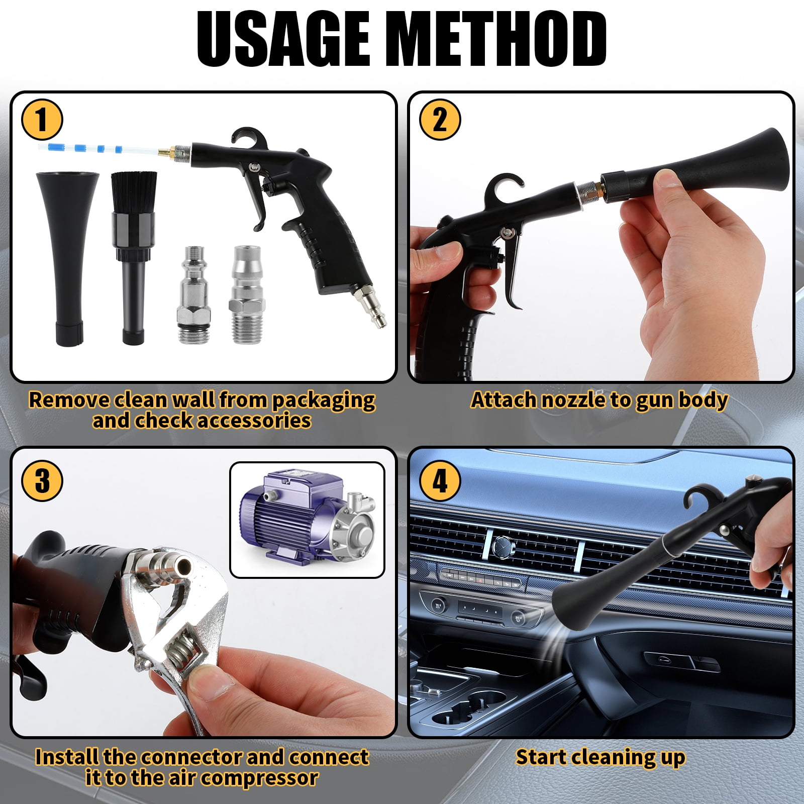 Car Interior Cleaning Kit Efficient Car Detailing Kit Ergonomic Auto Detailing Tools Multipurpose Car Interior Detailing Kit for Vehicle Upholstery Body Engine Compartment