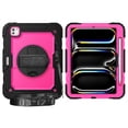thumbnail image 2 of SaniMore for iPad Pro 11 2024 Case, 3 Layers Multi-Functional Cover with Pencil Holder Shoulder & Hand Strap 360° Rotatable Kickstand Shockproof Protective Shell, Rose+Black, 2 of 11
