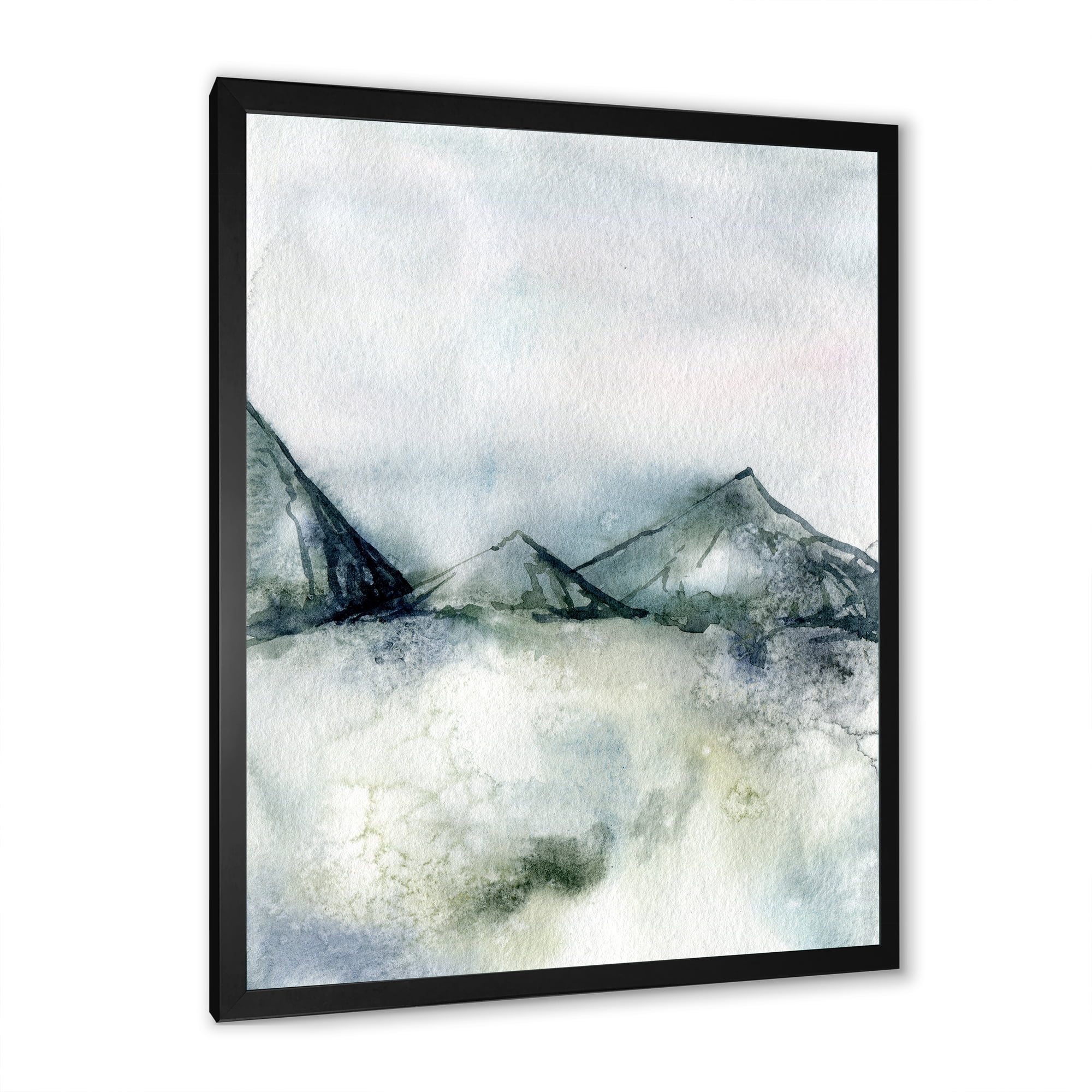 Designart 'Dark Blue Mountain Landscape Winter Minimalistic' Modern Framed Art Print