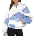 thumbnail image 1 of ICHUANYI Liquidación Sudaderas informales sin capucha para mujer, camisa de cuello con capucha estampada de manga larga con media cremallera ICHUANYI WER202308244592, 1 of 4