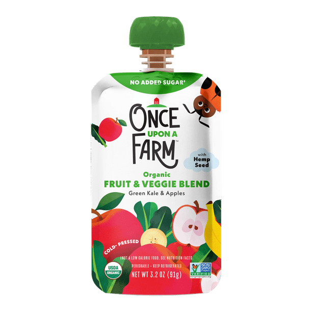 Once Upon A Farm Organic Green Kale & Apples Fruit & Veggie Blend, 3.2 ...